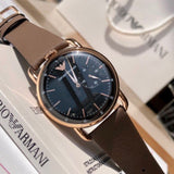 Emporio Armani Aviator Quartz Black Dial Brown Leather Strap Watch For Men - AR11337 Buy Now By Emporio Armani
