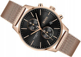 Hugo Boss Associate Black Dial Rose Gold Mesh Bracelet Watch for Men - 1513806 Buy Now By Hugo Boss