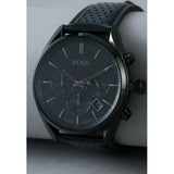 Hugo Boss Champion Black Dial Black Leather Strap Watch for Men - 1513880 Buy Now By Hugo Boss