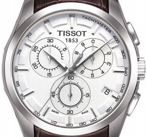 Tissot Couturier Chronograph White Dial Brown Leather Strap Watch For Men - T035.617.16.031.00 Buy Now By Tissot