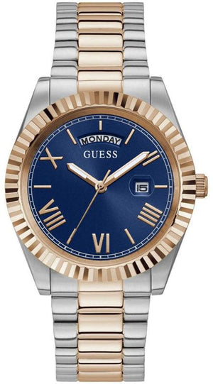 Guess Quartz Blue Dial Two Tone Steel Strap Watch For Men - GW0265G12 Buy Now By Guess