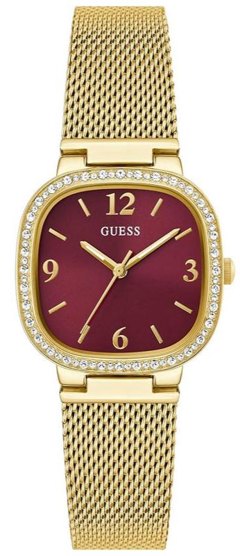 Guess Quartz Red Dial Gold Mesh Strap Watch For Women - GW0354L4 Buy Now By Guess