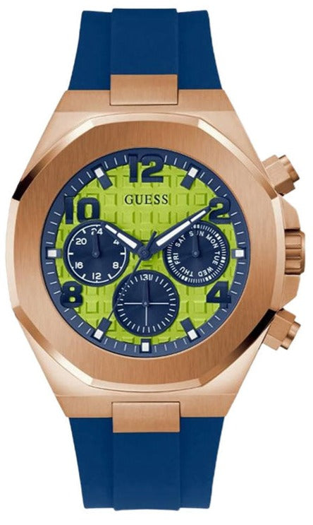 Guess Empire Analog Quartz Lime Green Dial Blue Silicon Strap Watch for Men - GW0583G3 Buy Now By Guess