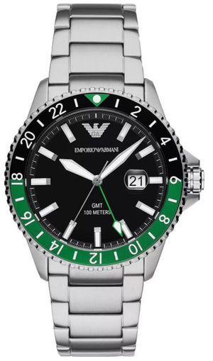 Emporio Armani Sea Explorer GMT Quartz Black Dial Silver Steel Strap Watch For Men - AR11589 Buy Now By Emporio Armani