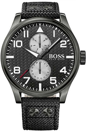 Hugo Boss Aeroliner Maxx Quartz Black Dial Black Nylon Strap Watch For Men - HB1513086 Buy Now By Hugo Boss