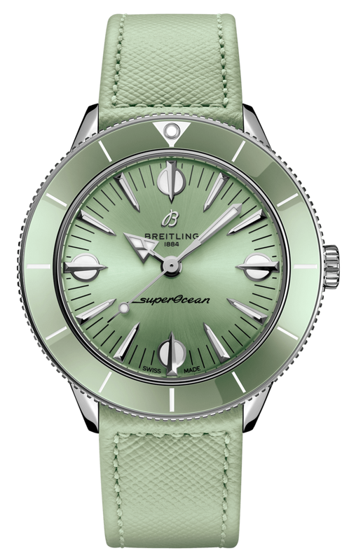 Breitling Superocean Heritage '57 Pastel Paradise Green Dial Green Leather Strap Watch for Women - A10340361L1X1 Buy Now By Breitling