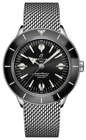Breitling Superocean Heritage '57 Black Dial Silver Mesh Bracelet Watch for Men - A10370121B1A1 Buy Now By Breitling