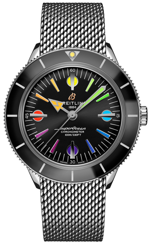 Breitling Superocean Heritage '57 Black Dial Silver Mesh Bracelet Watch for Men - A103701A1B1A1 Buy Now By Breitling