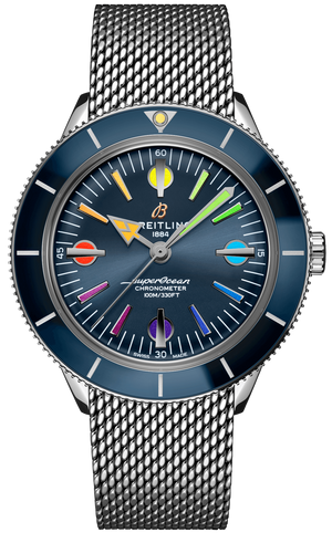 Breitling Superocean Heritage '57 Special Edition II Blue Dial Silver Mesh Bracelet Watch for Men - A103702A1C1A1 Buy Now By Breitling