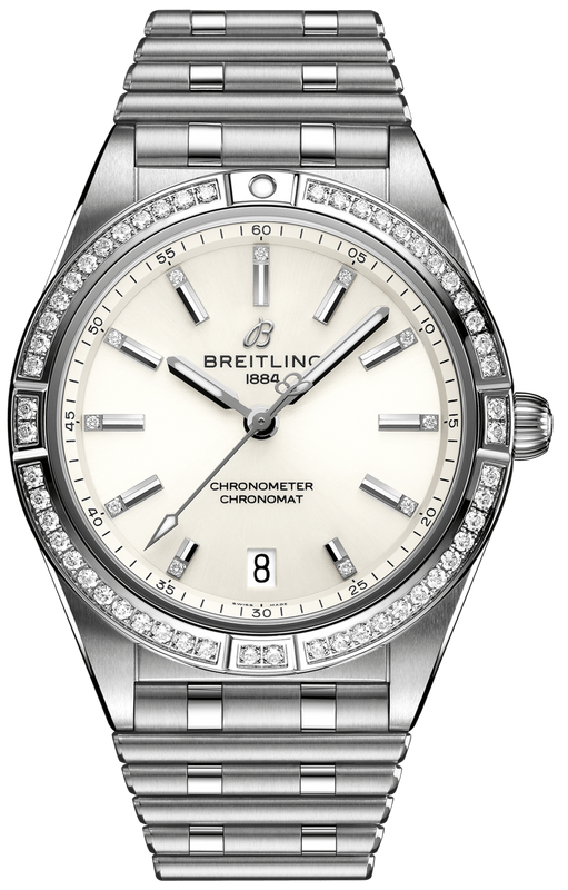 Breitling Chronomat Automatic 36 Diamonds White Dial Silver Steel Strap Watch for Women - A10380591A1A1 Buy Now By Breitling