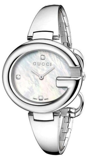 Gucci Guccissima Diamonds Mother of Pearl Dial Silver Steel Strap Watch For Women - YA134303 Buy Now By Gucci