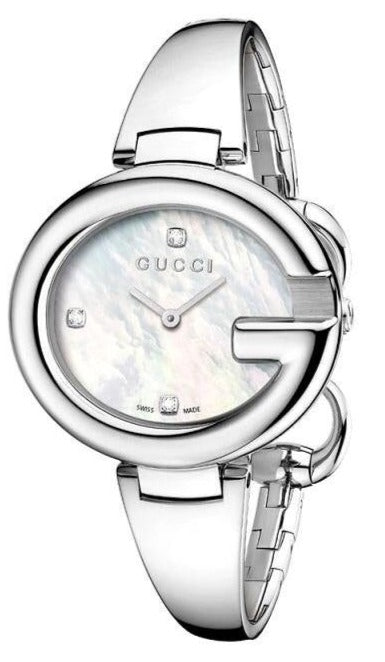 Gucci Guccissima Diamonds Mother of Pearl Dial Silver Steel Strap Watch For Women - YA134303 Buy Now By Gucci