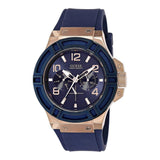 Guess Rigor Blue Dial Blue Silicone Strap Watch For Men - W0247G3 Buy Now By Guess