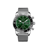 Breitling Superocean Heritage Chronograph 44 Green Dial Silver Mesh Bracelet Watch for Men - A13313121L1A1 Buy Now By Breitling