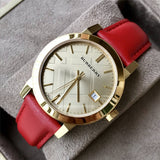 Burberry The City Gold Dial Red Leather Strap Watch for Women - BU9140 Buy Now By Burberry