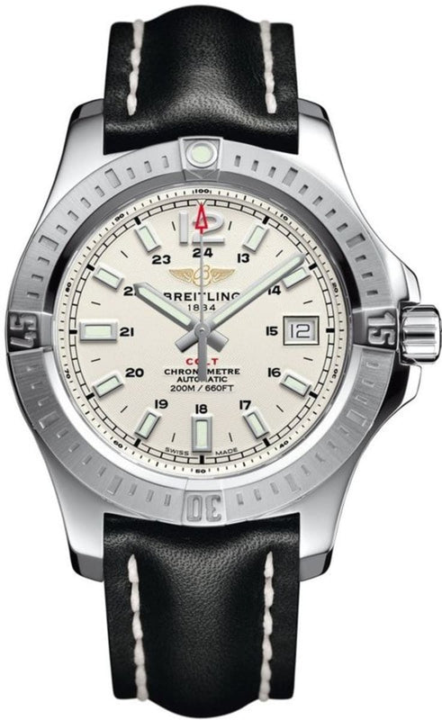 Breitling Colt 44mm Automatic Silver Dial Black Leather Mens Watch - A1731311/G820/428X Buy Now By Breitling
