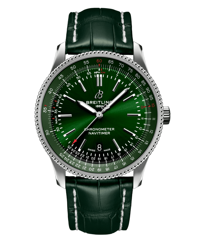 Breitling Navitimer Automatic 41mm Green Dial Green Leather Strap Watch for Men - A17326361L1P1 Buy Now By Breitling