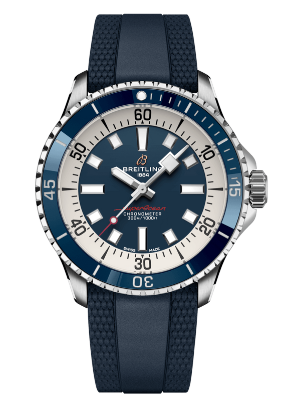 Breitling Superocean Automatic 42mm Blue Dial Blue Rubber Strap Watch for Men - A17375E71C1S1 Buy Now By Breitling