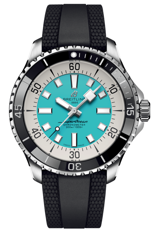 Breitling Superocean Automatic 44 Turquoise Dial Black Rubber Strap Watch for Men - A17376211L2S1 Buy Now By Breitling