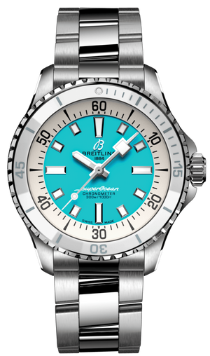 Breitling Superocean Automatic 36 Turquoise Dial Silver Steel Strap Watch for Men - A17377211C1A1 Buy Now By Breitling
