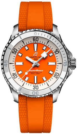 Breitling Superocean Automatic 36 Orange Dial Orange Rubber Strap Watch for Men - A17377211O1S1 Buy Now By Breitling
