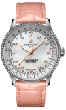 Breitling Navitimer Automatic 35 Mother of Pearl Dial Pink Leather Strap Watch for Women - A17395211A1P3 Buy Now By Breitling