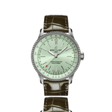 Breitling Navitimer Automatic 35 Green Dial Green Leather Strap Watch for Women - A17395361L1P1 Buy Now By Breitling