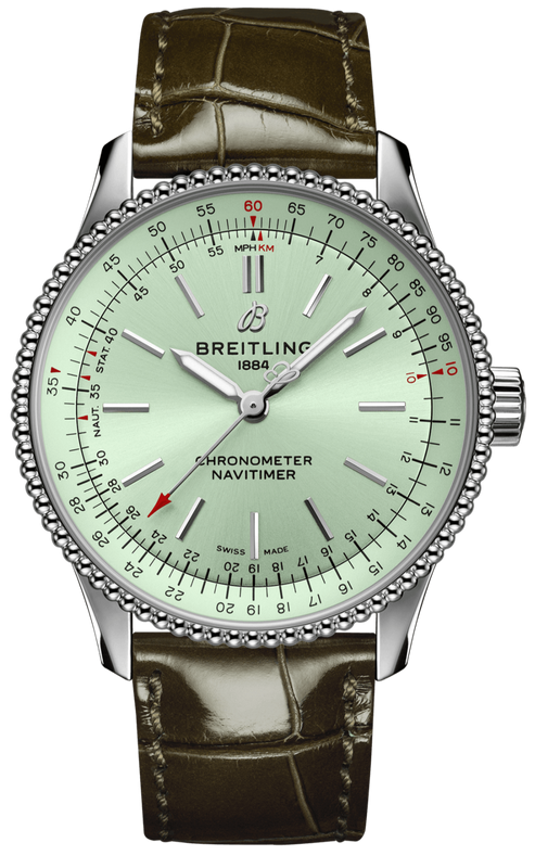 Breitling Navitimer Automatic 35 Green Dial Green Leather Strap Watch for Women - A17395361L1P1 Buy Now By Breitling