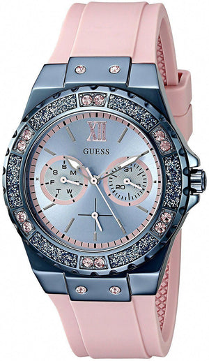 Guess Limelight Blue Dial Pink Rubber Strap Watch For Women - W0775L5 Buy Now By Guess