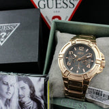 Guess Rigor Multi Function Black Dial Rose Gold Steel Strap Watch For Men - W0218G3 Buy Now By Guess