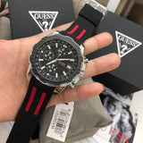 Guess Octane Chronograph Black Dial Two Tone Silicone Strap Watch For Men - W1047G1 Buy Now By Guess