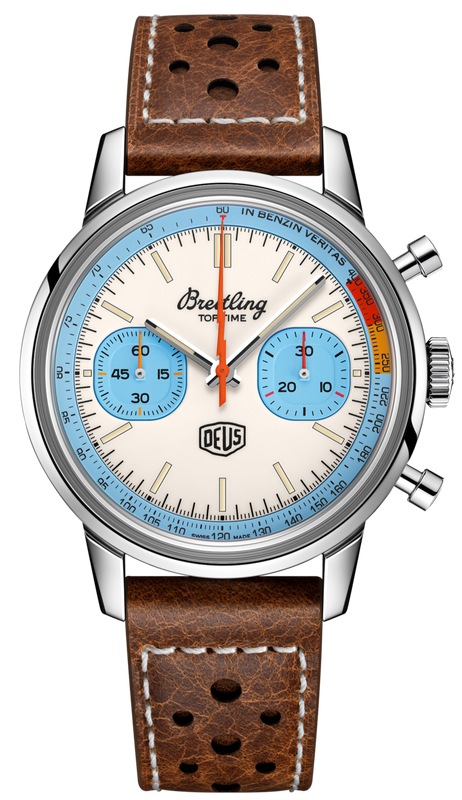Breitling Top Time Deus Limited Edition White Dial Brown Leather Strap Watch for Men - A233112A1A1X1 Buy Now By Breitling