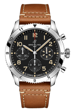 Breitling Avi Chronograph 42 P-51 Mustang Black Dial Brown Leather Strap Watch for Men - A233803A1B1X1 Buy Now By Breitling