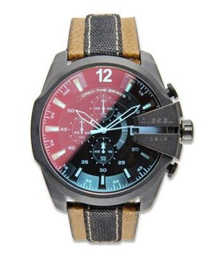 Diesel Mega Chief Quartz Black Dial Two Tone Leather Strap Watch For Men - DZ4305 Buy Now By Diesel