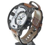 Diesel SBA Dual Time Chronograph White Dial Brown Leather Strap Watch For Men - DZ7269 Buy Now By Diesel