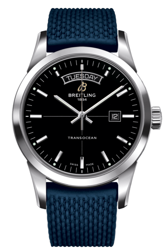 Breitling Transocean Day & Date 42mm Automatic Black Dial Blue Mesh Bracelet Mens Watch - A4531012/BB69/280S/ A20S.1 Buy Now By Breitling