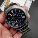 Fossil Grant Chronograph Blue Dial Grey Steel Strap Watch for Men - FS4831 Buy Now By Fossil