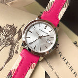 Burberry The City White Dial Haymarket Pink Leather Strap Watch for Women - BU9149 Buy Now By Burberry
