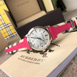 Burberry The City White Dial Haymarket Pink Leather Strap Watch for Women - BU9149 Buy Now By Burberry