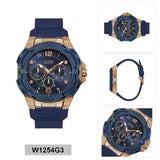 Guess Genesis Quartz Blue Dial Blue Silicone Strap Watch For Men - W1254G3 Buy Now By Guess