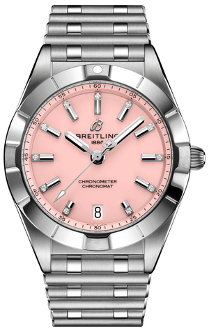 Breitling Chronomat 32 Diamonds Pink Dial Silver Steel Strap Watch for Women - A77310101K1A1 Buy Now By Breitling