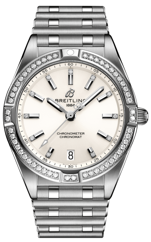 Breitling Chronomat 32 Diamonds White Dial Silver Steel Strap Watch for Women - A77310591A1A1 Buy Now By Breitling