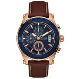 Guess Pinnacle Chronograph Quartz Blue Dial Brown Leather Strap Watch For Women - W0673G3 Buy Now By Guess