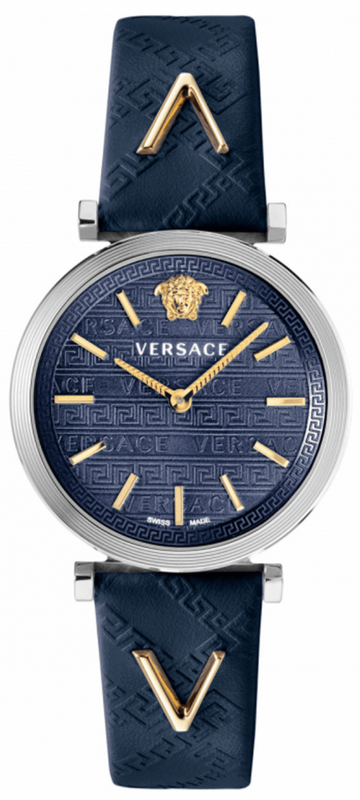Versace V-Twist Quartz Blue Dial Blue Leather Strap Watch for Women - VELS00119 Buy Now By Versace