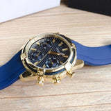 Guess Catalina Blue Gold Tone Blue Silicone Strap Watch For Women - W0562L2 Buy Now By Guess