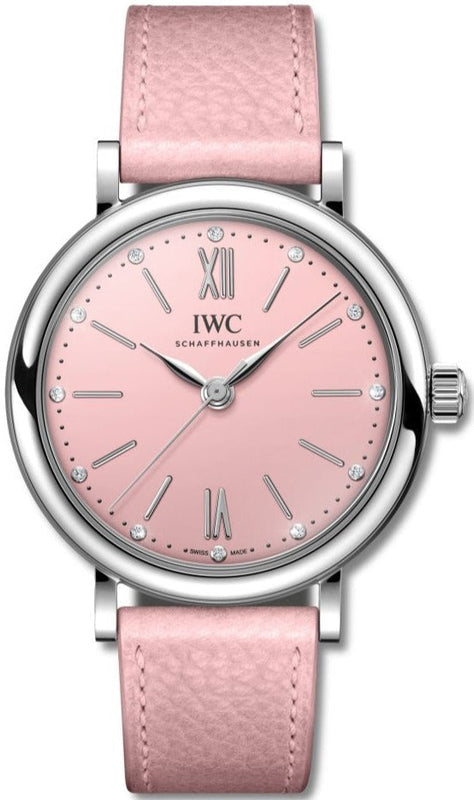 IWC Portofino Automatic Pink Dial Pink Leather Strap Watch for Women - IW357417 Buy Now By IWC