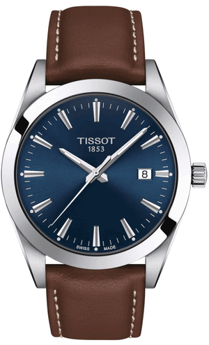 Tissot Gentleman Blue Dial Brown Leather Strap Watch For Men - T127.410.16.041.00 Buy Now By Tissot