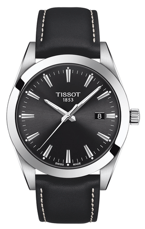 Tissot Gentleman Black Dial Black Leather Strap Watch For Men - T127.410.16.051.00 Buy Now By Tissot