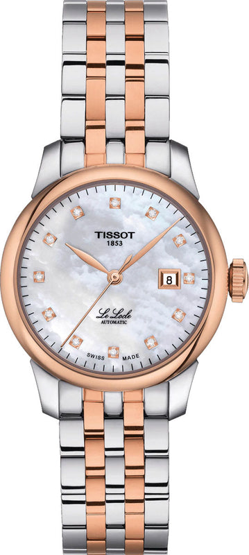 Tissot Le Locle Automatic Diamonds Mother of Pearl White Dial Two Tone Steel Strap Watch For Women - T006.207.22.116.00 Buy Now By Tissot