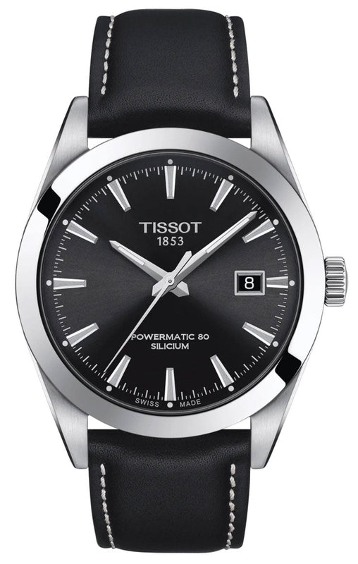 Tissot Gentleman Powermatic 80 Silicium Black Dial Black Leather Strap Watch For Men - T127.407.16.051.00 Buy Now By Tissot